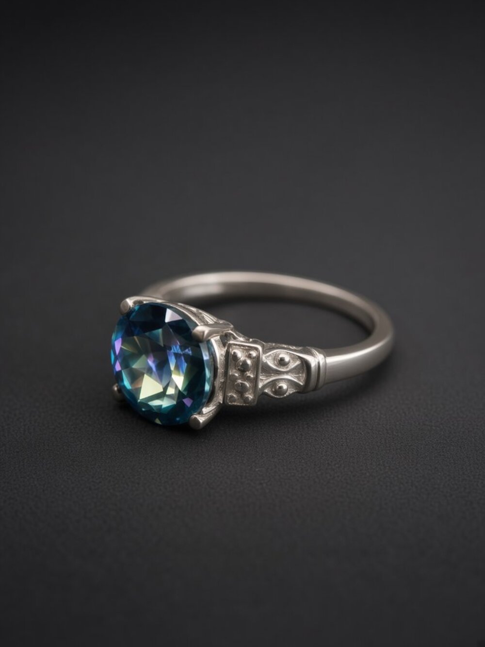 STS 925 Sterling Silver Blue Mystic Topaz Style Solitaire Ring Small Size